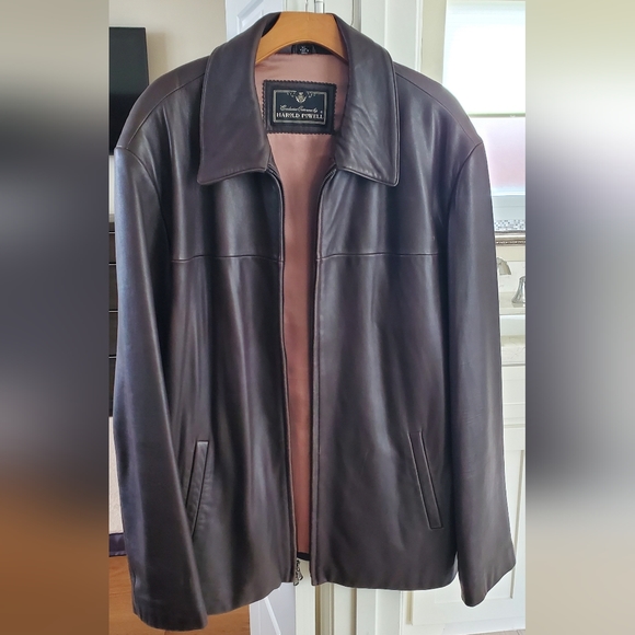 Harold Powell Brown Leather Jacket XL - Picture 6 of 10